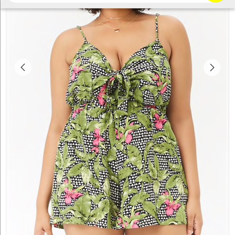 Geo Tropical Knotted Romper
